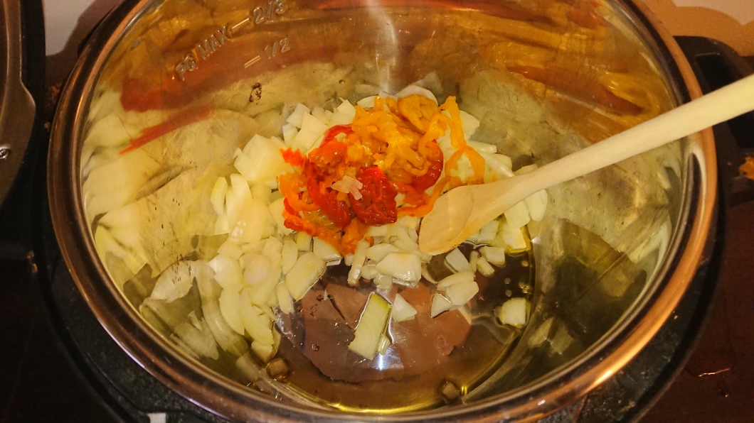 Fry Your Onions Garlic And Banana Peppers - Stir And Scrape The Bottom Of The Pot - Non Stop To Avoid " The Burn " Warning