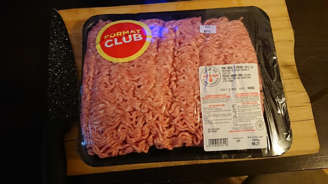 I Used Ground Pork This Time. It Was On Special. 1.63 kg To Be Exact. 3.5 Pounds For My American Friends. Use As Much As You Like - Also Replace With Beef Etc