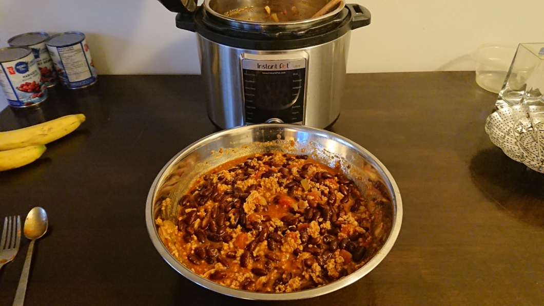 The Remaining Half Batch - You'll Pressure Cook For 1 Minute. The Other Half In The Bowl - You'll Do The Same. Enjoy The Chili Party :)